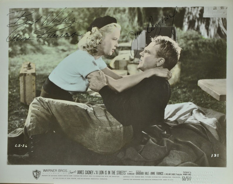 JAMES CAGNEY & ANNE Francis Cast Signed Photo Poster painting X2 A Lion Is In The Streets wcoa