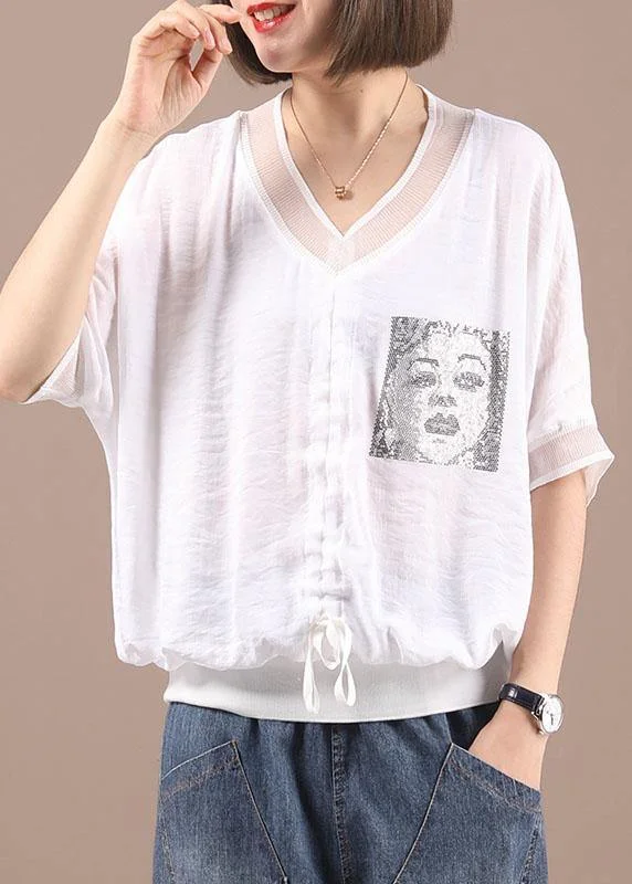 Chic Black V Neck Casual Summer Silk Half Sleeve