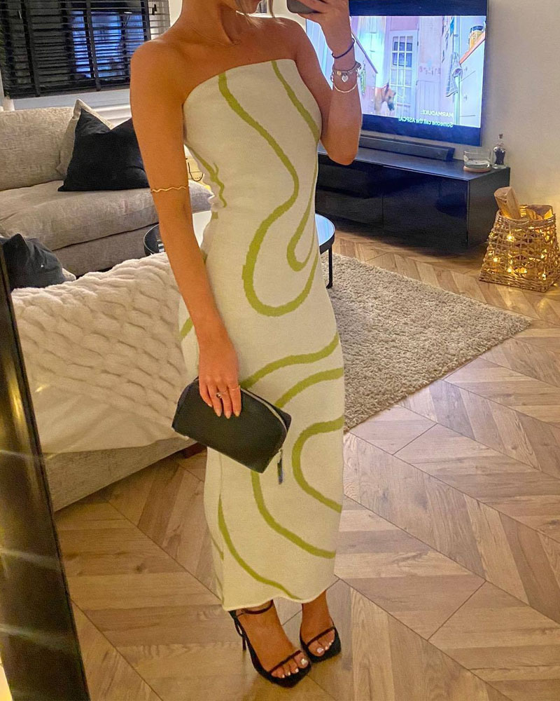 Wavy Stripe Strapless Dress-Neogeekshirts:luchamp