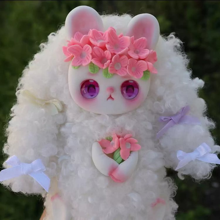 Mythical Creatures Flower Rabbit Art Dolls Animal Toys Fantasy Creature Plush Doll Collectibles Plush Baby Doll Gifts for Her
