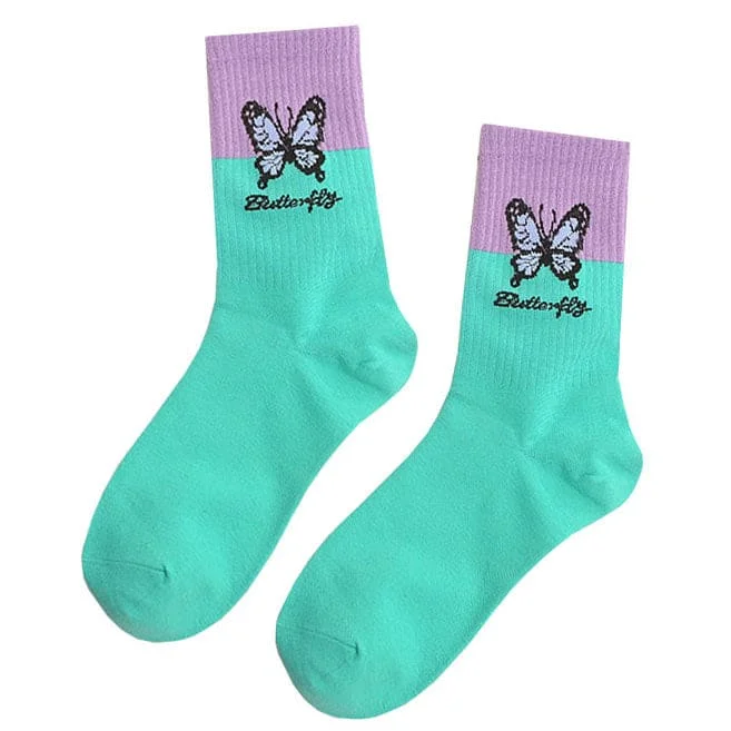 Pastel Butterfly Socks