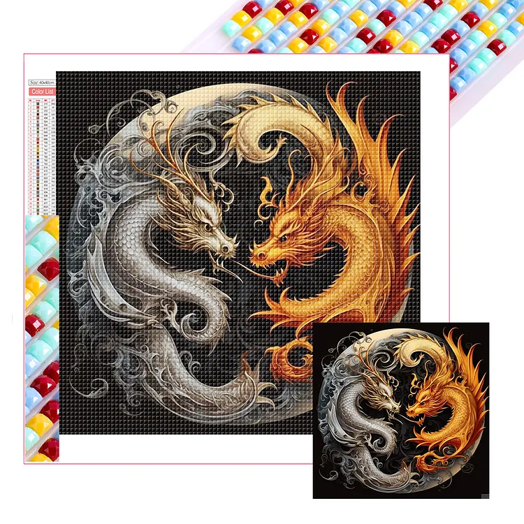 Yin Yang Dragon 40*40CM (Canvas) Full Square Drill Diamond Painting gbfke