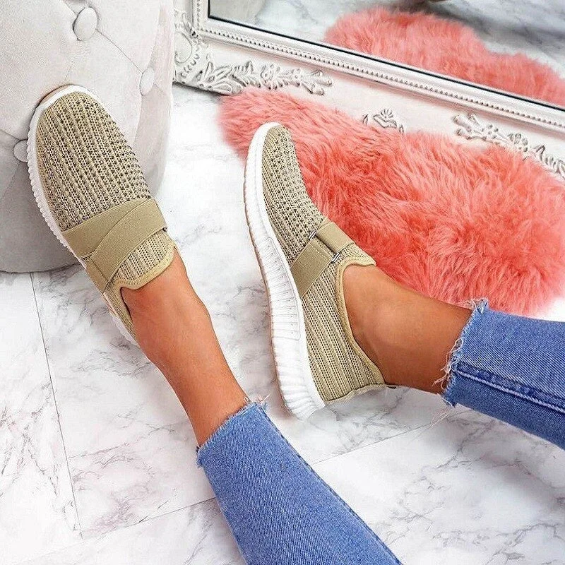 Women's Flats Mesh Vulcanized Shoes Woman Outdoor Women Casual Shoes Breathable Sneakers Ladies Slip On Female Plus Size
