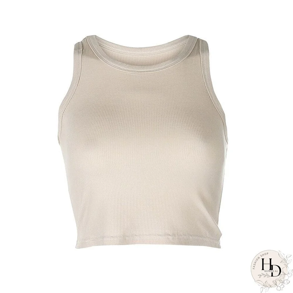Fitness Basic Knitted Tank Top Women Sleeveless Casual Solid Color Elastic Crop Tops Clubwear Retro Summer Vest Harajuku