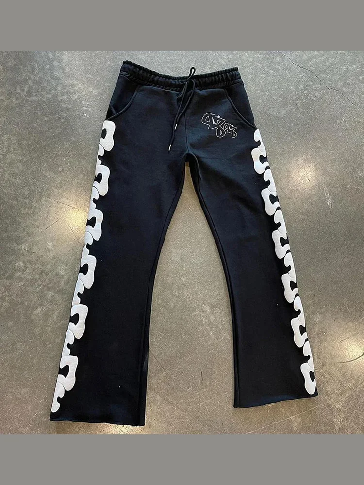 Aonga Harajuku casual loose wide leg pants jogging hip hop 2025 straight pants sweatpants Y2k street print bell pants for men aonga