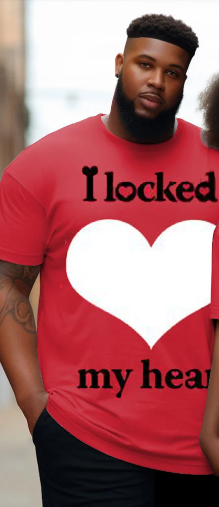 Couple's Large Size I Locked My Heart Round Neck Short Sleeve T-Shirt