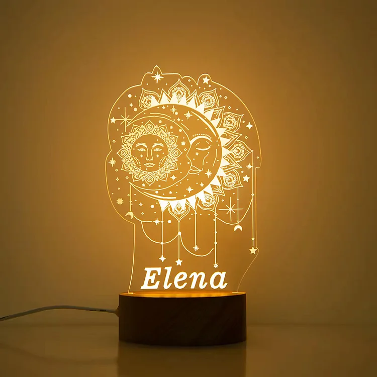 Personalized Name Sun Moon Acrylic LED Night Lights