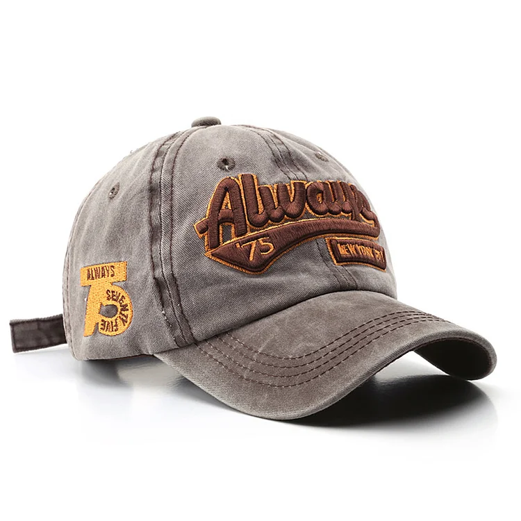 Washed Distressed Letter Embroidered Cap