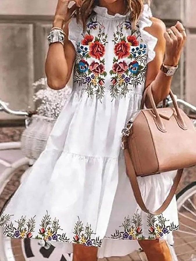 Women's Vintage Floral Print Dress