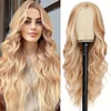 Fashion Ombre Black Light Gray Body Wave Wig 24-inch Curly Wave Long Wig 