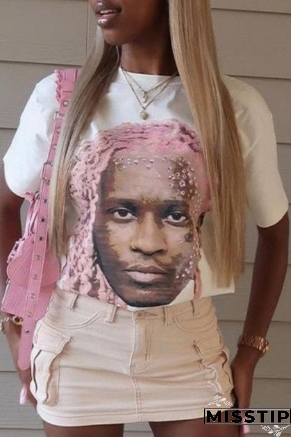 White Casual Print Basic O Neck T-Shirts (Subject To The Actual Object)