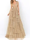 Shiny Deep V-Neck Split-Joint Mesh Backless A-Line Party Maxi Dress