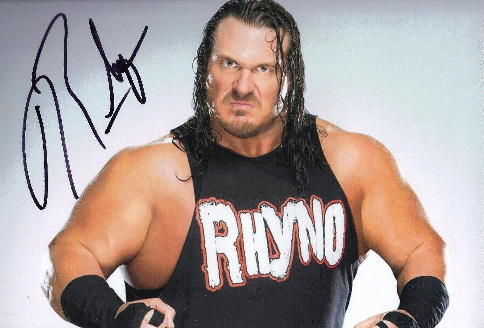 RHYNO Signed 12X8 Photo Poster painting WWE ECW WWF Genuine Signature AFTAL COA (7127)