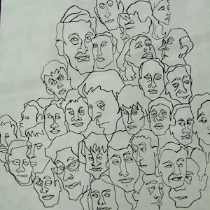 pornhint Pornhint OUR HUMAN MASKS Multi-Faces, Pen and ink drawing suitable for framing and wall hanging; copy  on acid free paper,    copyrighted.