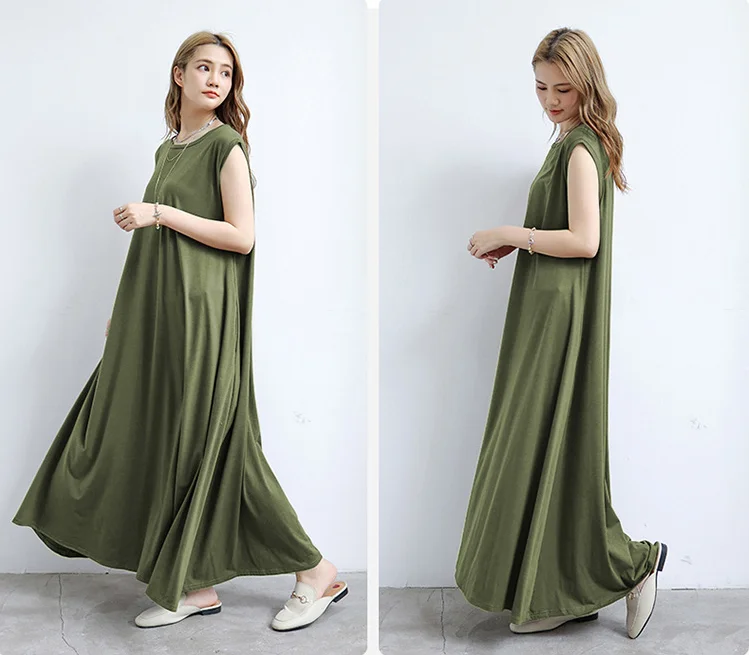 Loose Solid Color Sleeveless A-Line Maxi Dress