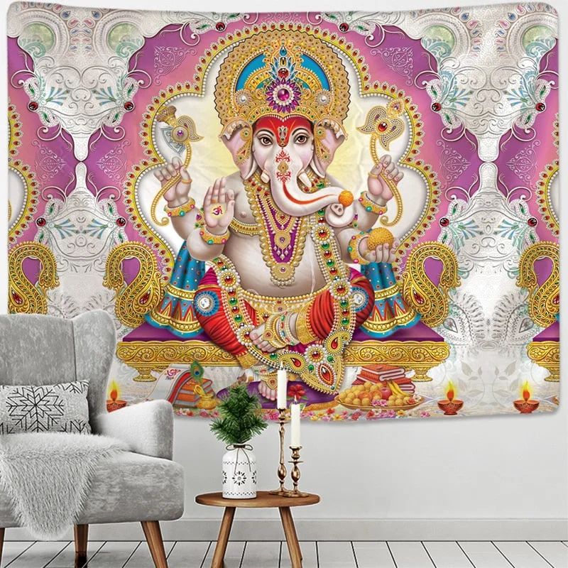 Elephant Indian Mandala Tapestries Multiple Sizes Wall Hanging Ganesha Tapestry Walls Decor Polyester Fabric Home Decor