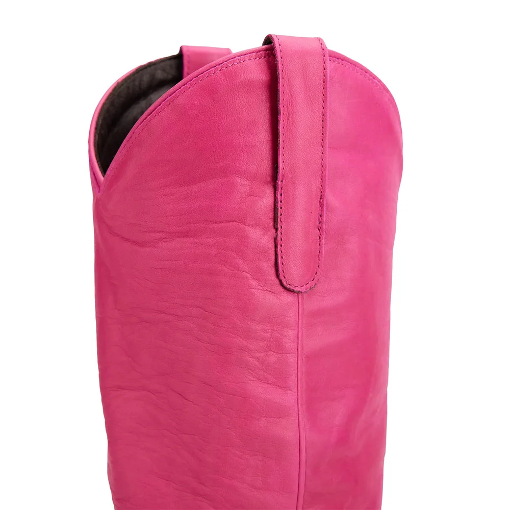 YDN Hot Pink Snip Toe Low Chunky Heel Stylish Women's Western Boots