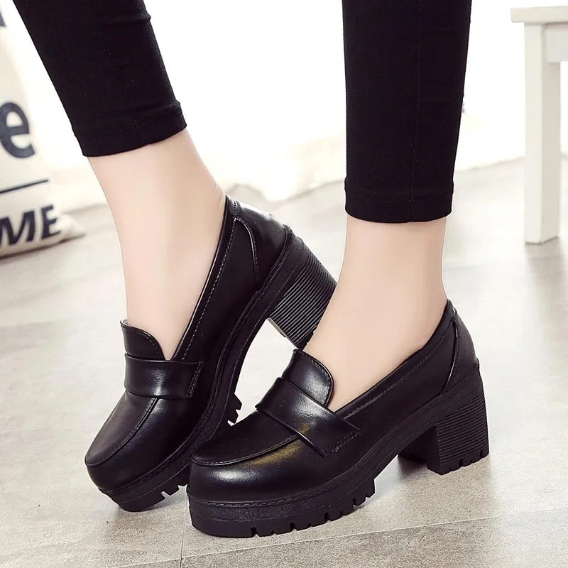 Japanese High School Student Shoes Girly Girl Lolita Shoes Cospaly Shoes JK Uniform PU Leather Loafers Casual Shoes