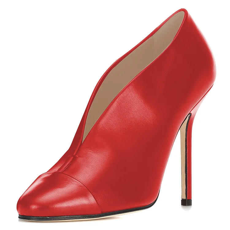 Red Vintage Heels Pumps |FSJ Shoes