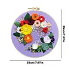 Flower-DIY Embroidery Kit with Pattern Cotton Threads Needles Hoop 30*30cm/11.81*11.81in tapestrymarket