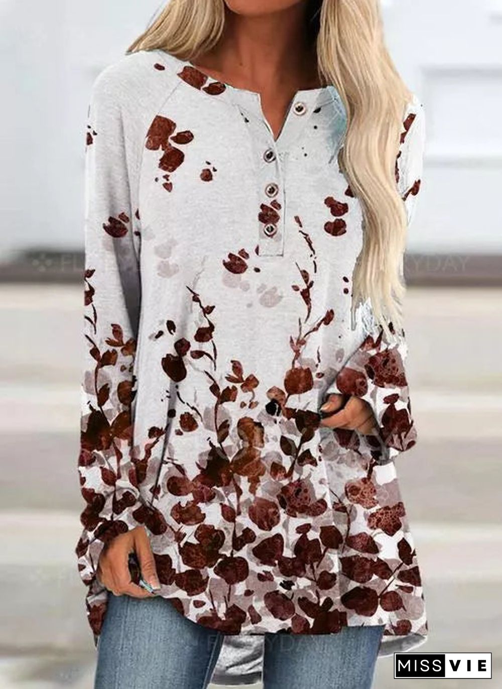 Women Daily Printed Pullover Autumn Top