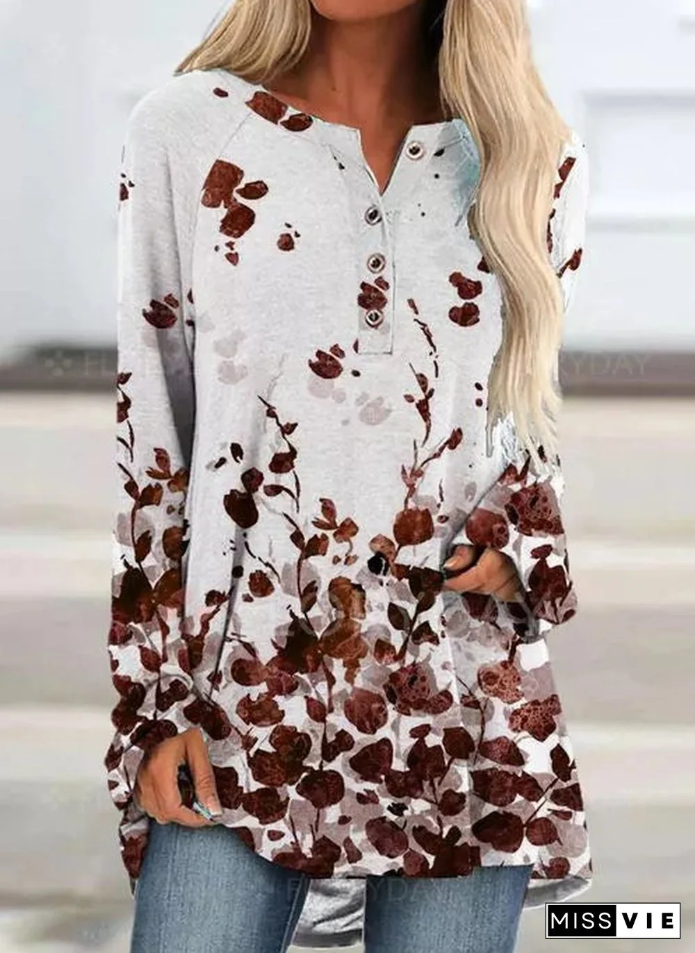 Women Daily Printed Pullover Autumn Top