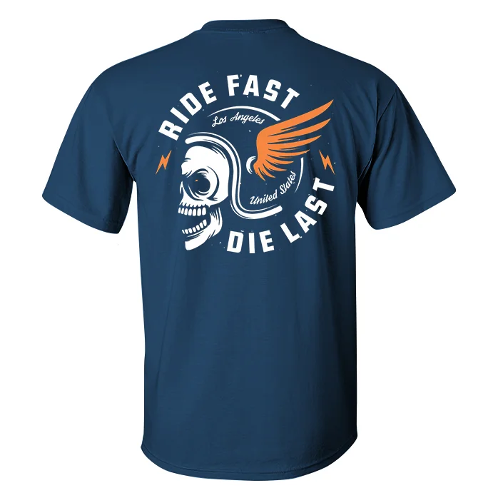 Ride Fast Die Last Skull Helmet T-Shirt
