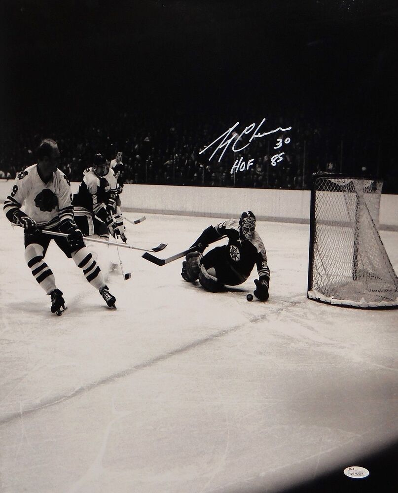 Gerry Cheevers HOF Autographed 16x20 B&W Photo Poster painting- JSA W Authenticated