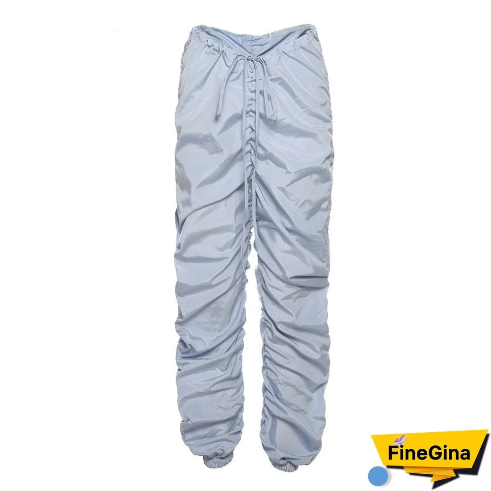 Stacked Mid Waist Harem Pants Women Hipster Casual Lace Up Hip Hop Jogger Fitness Trousers Autumn Street Sweatpants