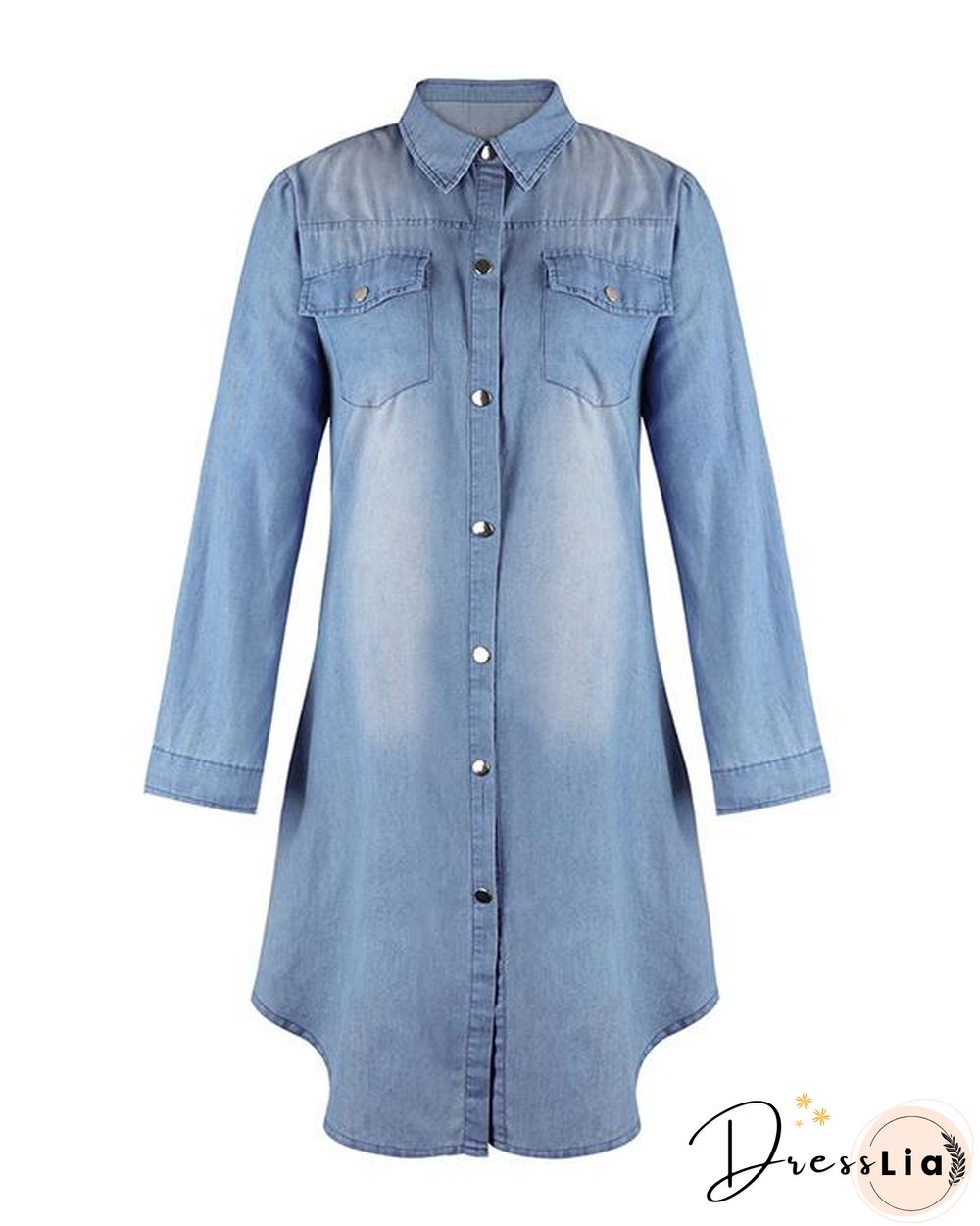 Plain Short Sleeve Long Sleeve Denim Dresses