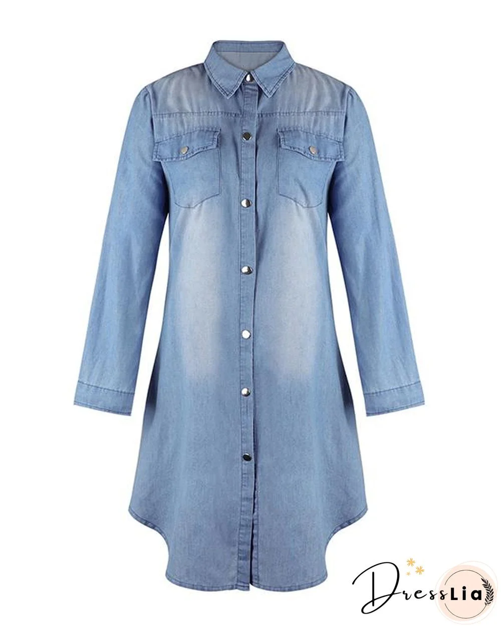 Plain Short Sleeve Long Sleeve Denim Dresses