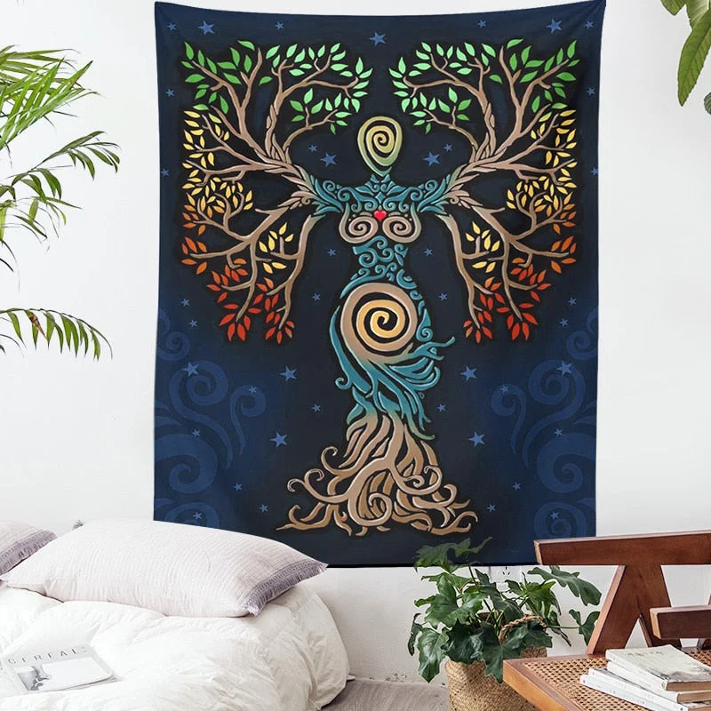Tree of Life Wall Decor Picnic Mat Bedspread Sheet Wall Decoration Room Decor Tapestry Art Tarot Mysterious Wall Art Dorm Room