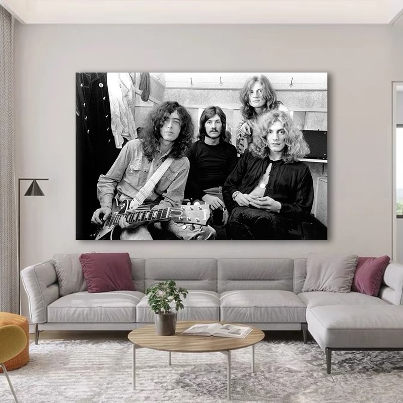Led Zeppelin Black&White Canvas Wall Art