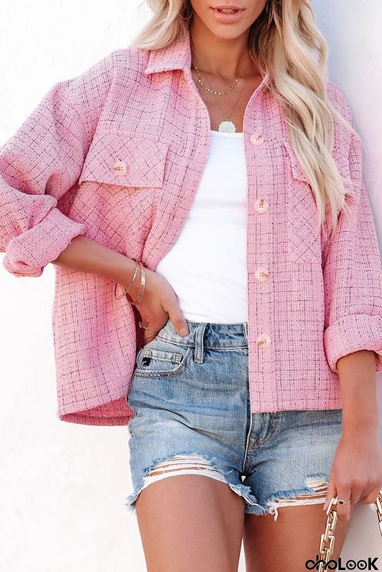 Plaid Tweed Button Up Shacket