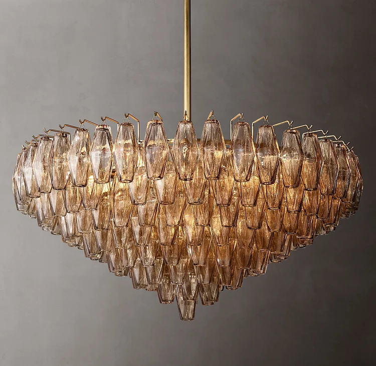 Chiaray Smoke Glass Tiered Round Chandelier 37" Vjlight