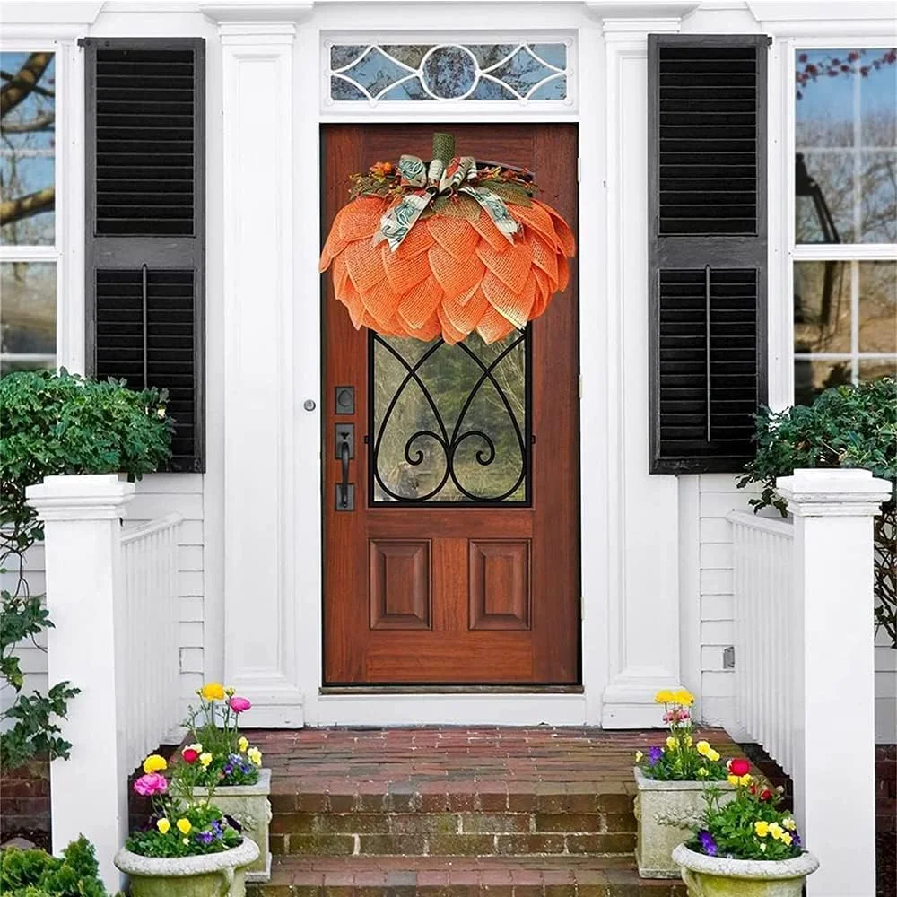 🍁 Farmhouse Pumpkin Wreath For Front Door