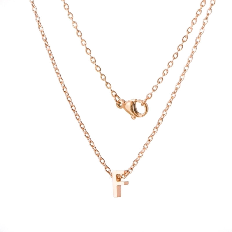 Stainless Steel Rose Gold Plated Minimalist Letter None Pendant Necklace