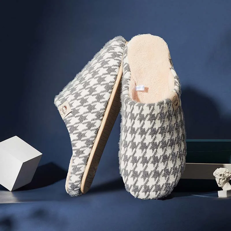 Letclo™  New Indoor Non-slip Plus Velvet Warm Couple Soft-soled Cotton Slippers letclo Letclo