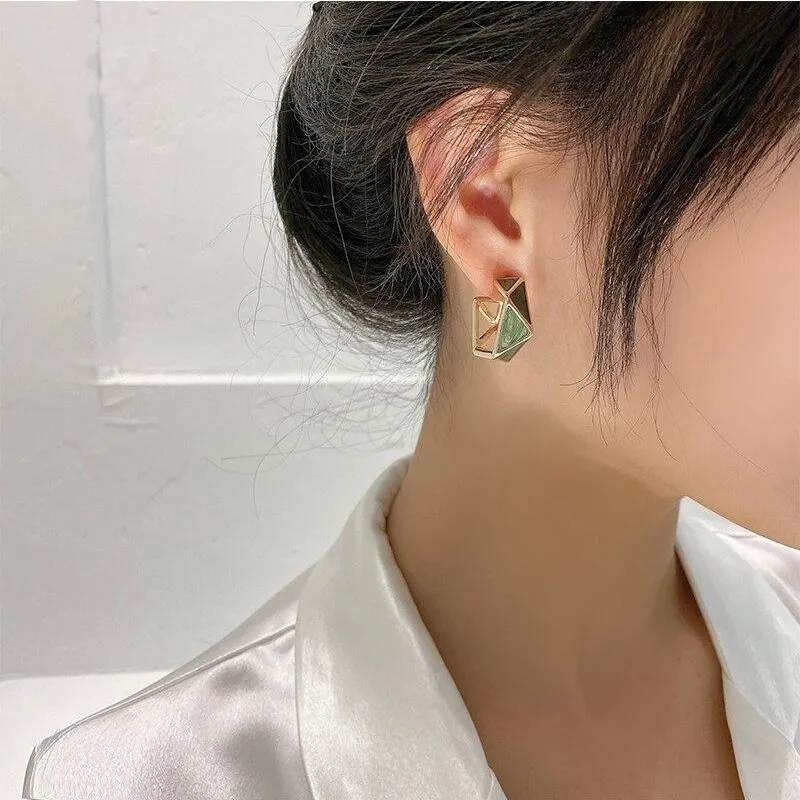 Geometric Glaze Hoop Earrings