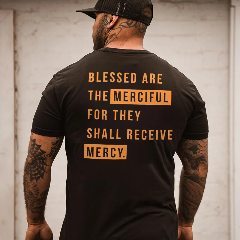 Blessed Are The Merciful Printed Men's T-shirt -  