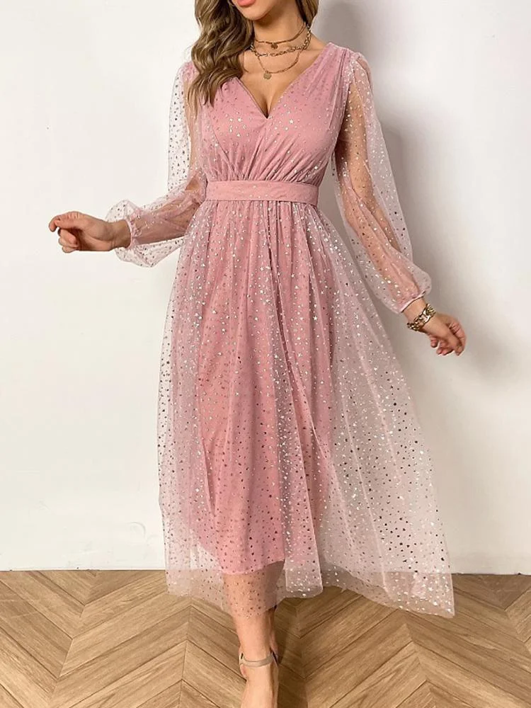 Promsstyle Sexy V-neck high-waist mesh evening dress Prom Dress 2023