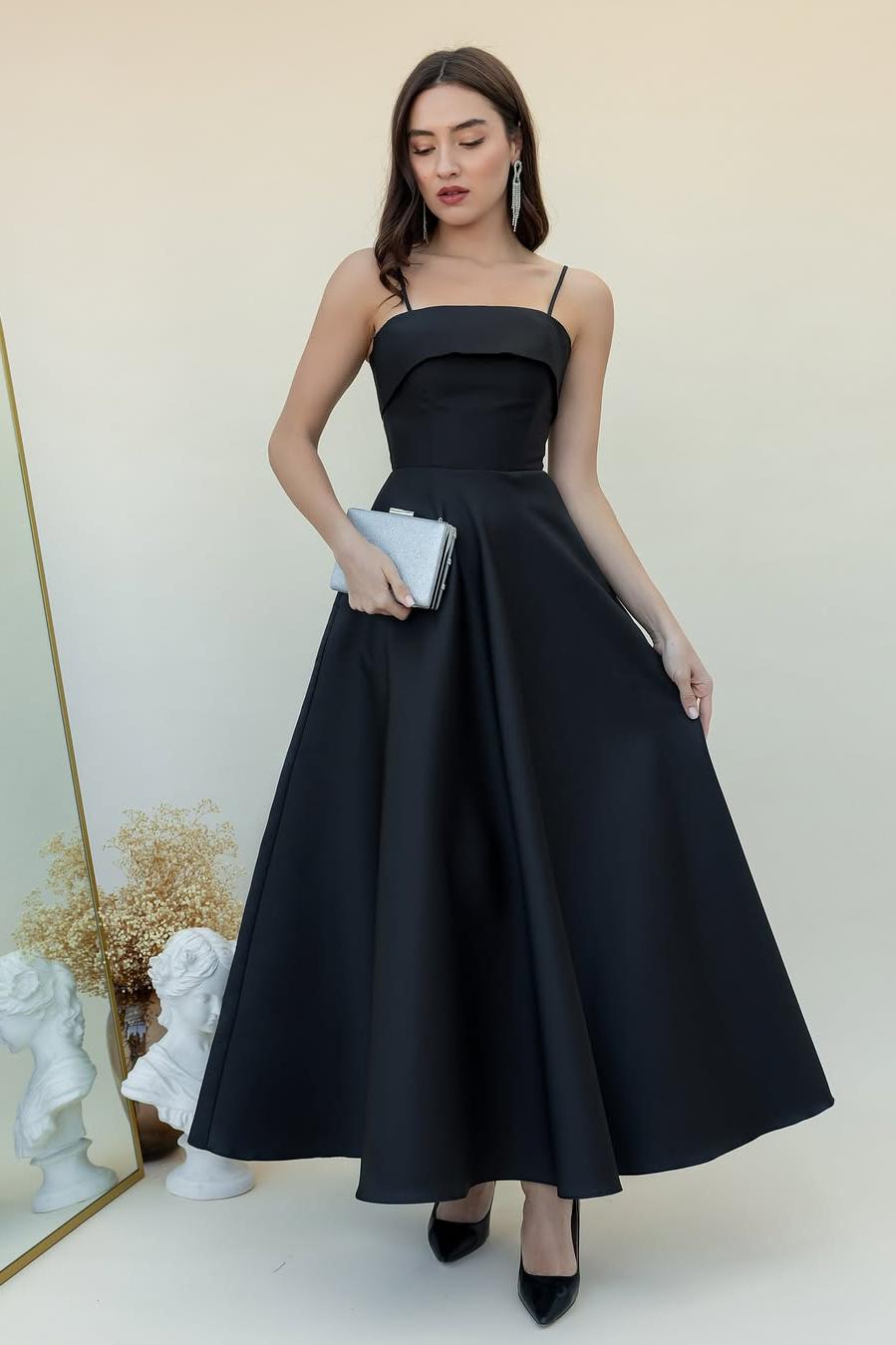 Lvs&Broner Spaghetti Strap Sleeveless A Line Long Prom Dress With Pleated
