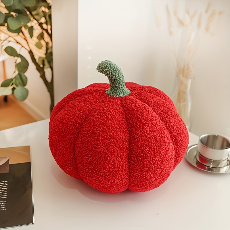 Cozy Plush Pumpkin Throw Pillow - Perfect for Halloween & Thanksgiving Decor, Soft Polyester Cushion for Home & Car Interior Accessories