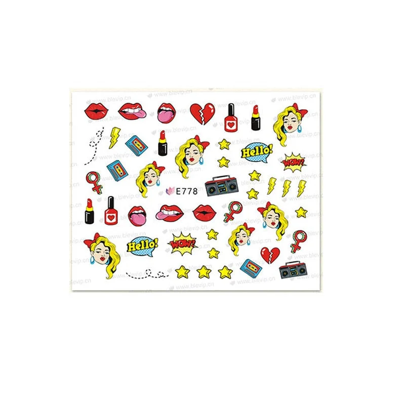 Pop Nail Art Stickers Sliders lipstick Water Transfer Decals Tattoo  Wraps Foils Manicure Decortion Designs