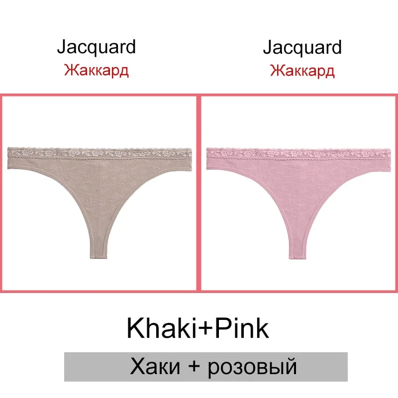 FINETOO Sexy Thongs Women 2Pcs/set Floral Waist G-string Panties Seamless Underwear Ladies Jacquard T-back Underpants S-2XL 2021