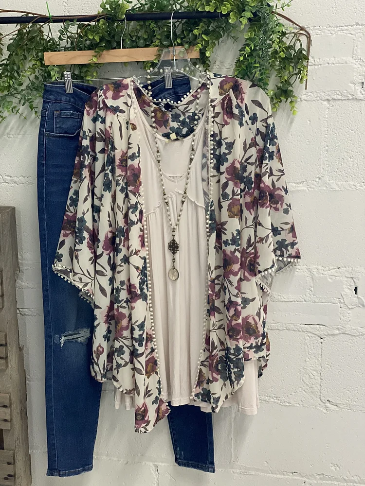 Ladies casual chiffon stitching printed cardigan-Mayoulove
