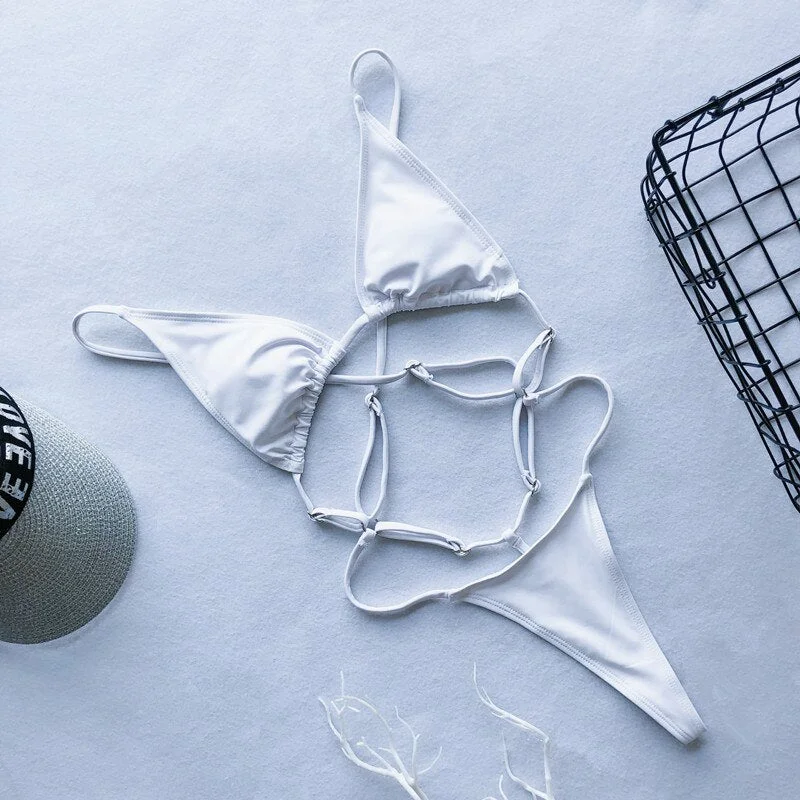 Peachtan Sexy Extreme Micro Bikini 2020 Solid Gold Bathing Suit Triangle Swimsuit Push Up String Bandage Swimwear Women Biquini