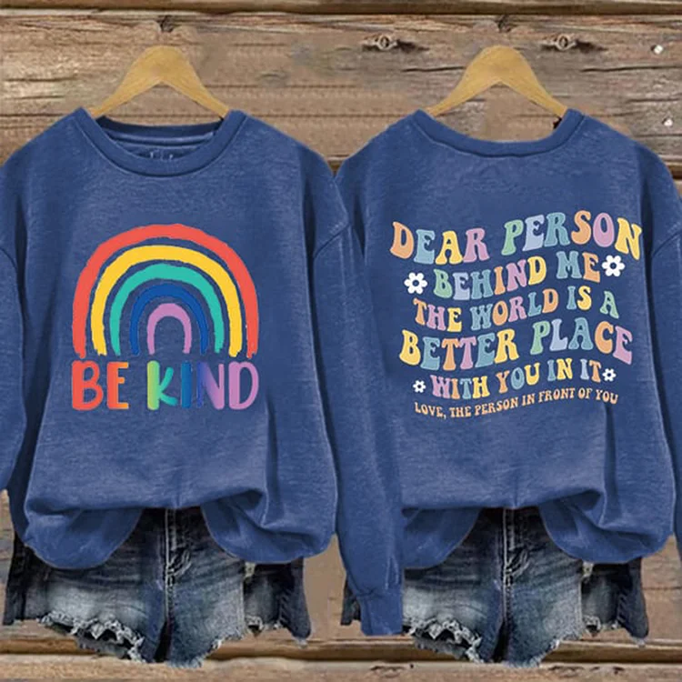 Be Kind Printed Long Sleeve Sweatshirt