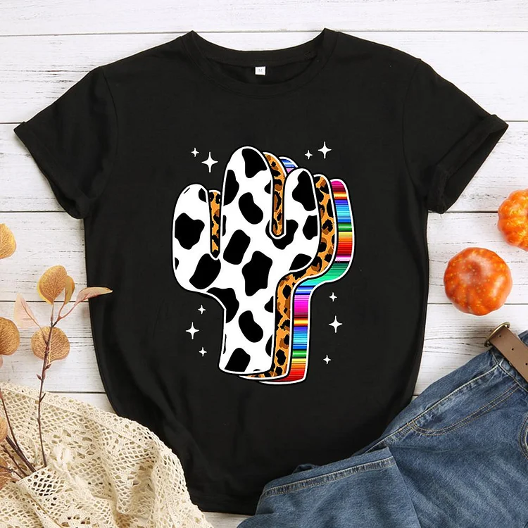 PSL - Western Leopard Serape Cow Cactus T-Shirt-012171