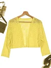 Fashionable Solid Color Lace Cardigan Top - Delicate Open Front, Sheer Three-Quarter Sleeves, Perfect for Everyday Chic Style - A Feminine & Lightweight Wardrobe Staple for Women